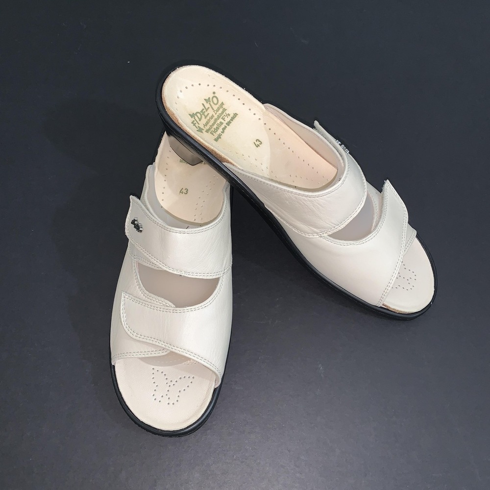 Fidelio Fidelia FX Sandals Womens Size 12 Ivory Leather Slide Comfort Shoes